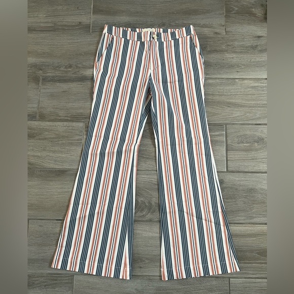 NWOT Anthropologie Striped Flare Multicolor Pants - Picture 4 of 16